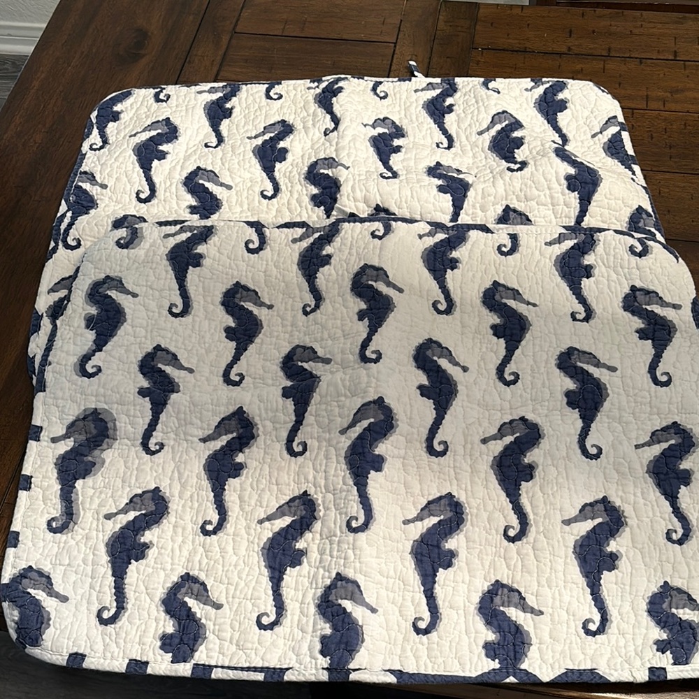 Seahorse Print Quilted Pillow Covers set of 2